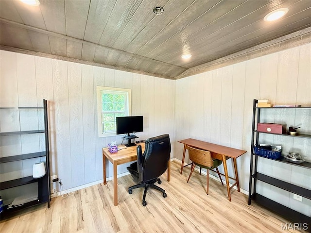 10107 Cannon Mines Rd, Cadet, MO 63630 - office featuring wood finished floors and wood ceiling