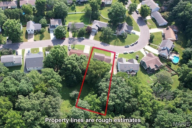 25 Whispering Oaks Dr, Washington, MO 63090 - aerial view of residential area with property boundaries highlighted