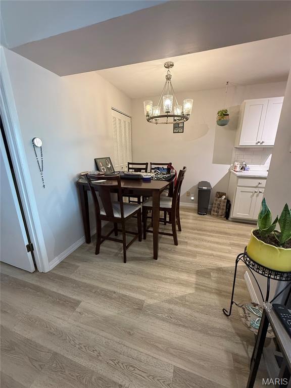 670 Coeur De Royale Dr Unit A, Creve Coeur, MO 63141 - dining area with light wood finished floors and a chandelier