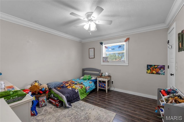 1658 County Road 435, Jackson, MO 63755 - bedroom with wood finished floors, crown molding, ceiling fan, and a textured ceiling