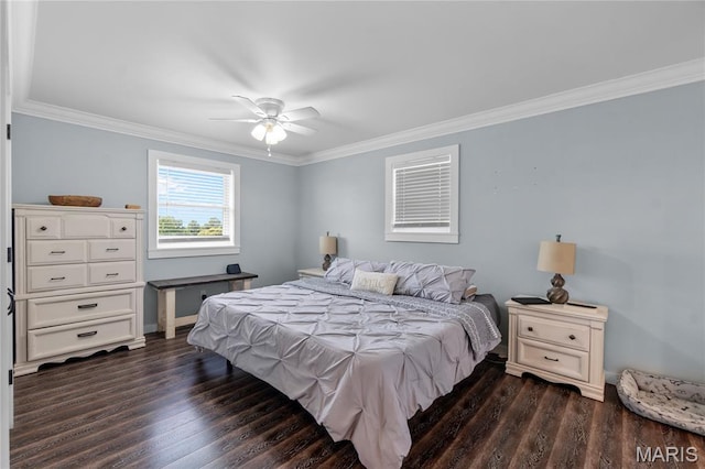 1658 County Road 435, Jackson, MO 63755 - bedroom featuring dark wood-type flooring, crown molding, and ceiling fan