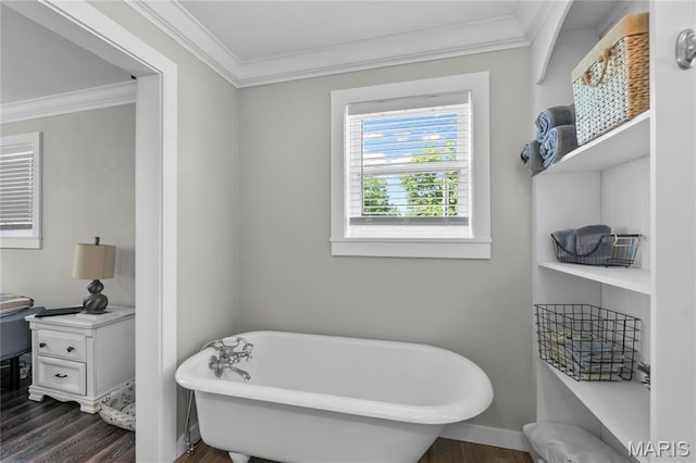 1658 County Road 435, Jackson, MO 63755 - full bath with ornamental molding, wood finished floors, and a freestanding tub