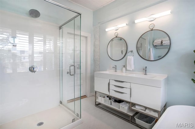 354 Frieda Ave, Kirkwood, MO 63122 - full bath featuring a shower stall, double vanity, and a soaking tub