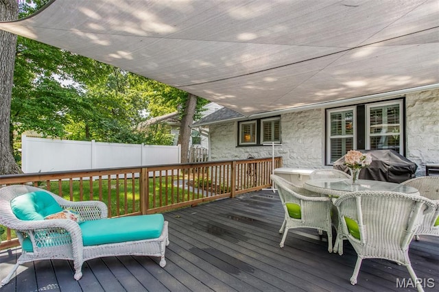354 Frieda Ave, Kirkwood, MO 63122 - wooden terrace featuring area for grilling and outdoor dining area