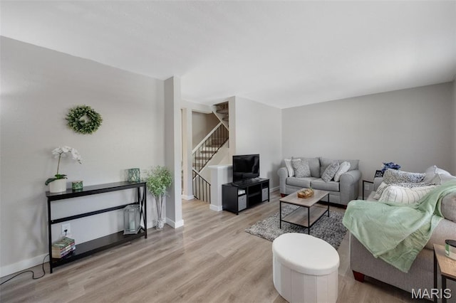 164 Burtonwood Dr, Ballwin, MO 63011 - living area with stairway and wood finished floors