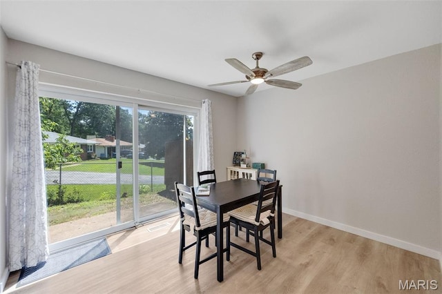 164 Burtonwood Dr, Ballwin, MO 63011 - dining room with light wood finished floors and ceiling fan