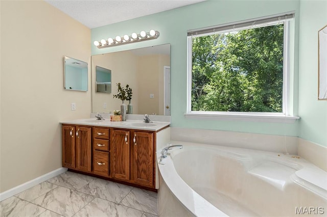 3164 Willow Bend Dr, Saint Charles, MO 63303 - full bath with a garden tub, double vanity, and marble finish flooring