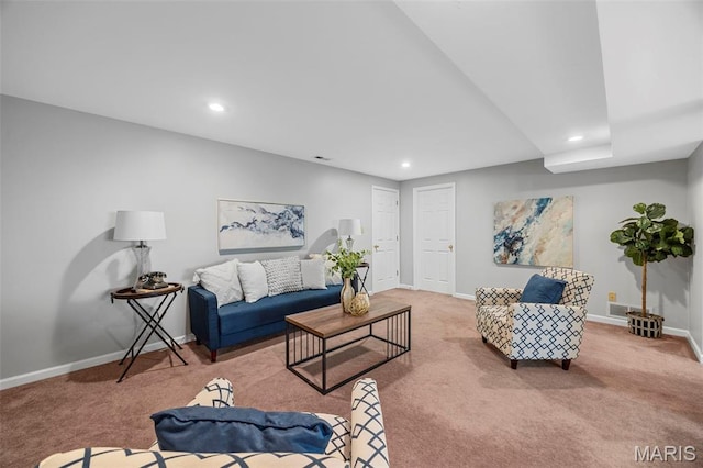 3164 Willow Bend Dr, Saint Charles, MO 63303 - carpeted living room featuring baseboards and recessed lighting