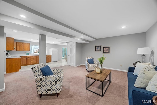 3164 Willow Bend Dr, Saint Charles, MO 63303 - living room featuring light colored carpet and recessed lighting