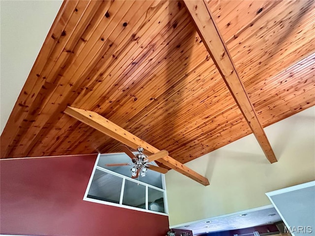 202 Maple, Licking, MO 65542 - detailed view of a wood ceiling with exposed beams and ceiling fan