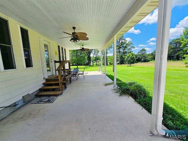 202 Maple, Licking, MO 65542 - covered porch with a yard and a ceiling fan