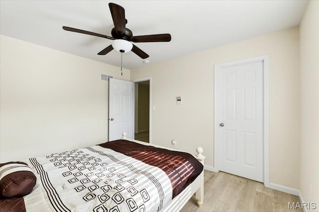 334 Lauren Lndg, Ballwin, MO 63021 - bedroom featuring light wood-style flooring and ceiling fan