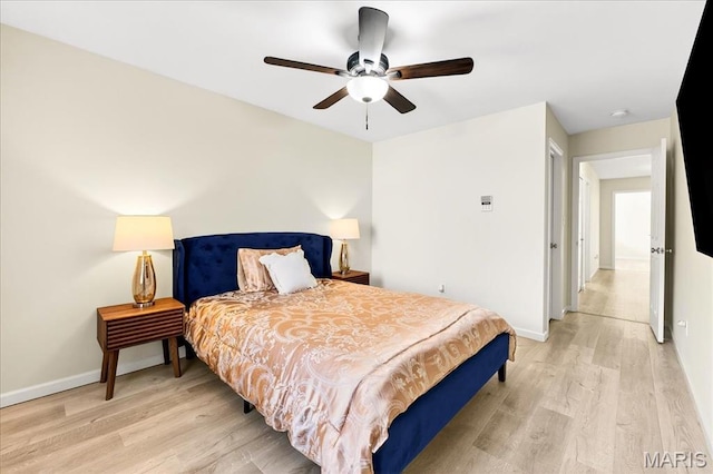 334 Lauren Lndg, Ballwin, MO 63021 - bedroom featuring light wood-type flooring and ceiling fan