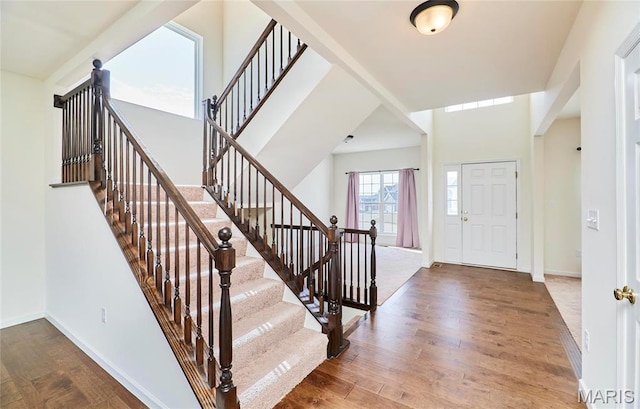 17603 Hitching Post Ct, Eureka, MO 63025 - entryway with wood finished floors and stairway