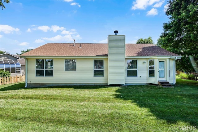 3816 Keeneland Ct, Florissant, MO 63034 - rear view of property featuring a chimney and a shingled roof