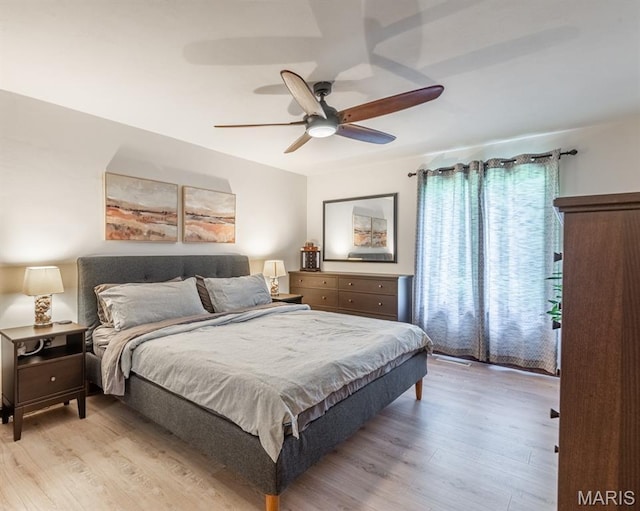 616 E Brentmoor Dr, Troy, IL 62294 - bedroom with light wood-style floors and a ceiling fan