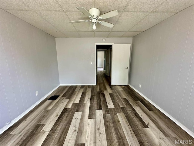 316 Church St, East Alton, IL 62024 - spare room with a paneled ceiling, wood finished floors, and ceiling fan