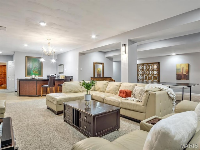 22 Foxmoor Dr, Maryville, IL 62062 - living room with recessed lighting and a chandelier