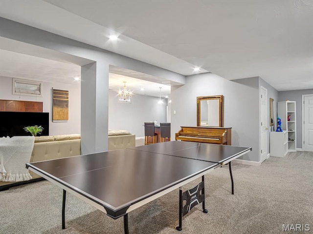 22 Foxmoor Dr, Maryville, IL 62062 - recreation room with carpet floors, recessed lighting, and a chandelier