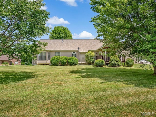 22 Foxmoor Dr, Maryville, IL 62062 - view of front of home featuring a front yard and a wooden deck