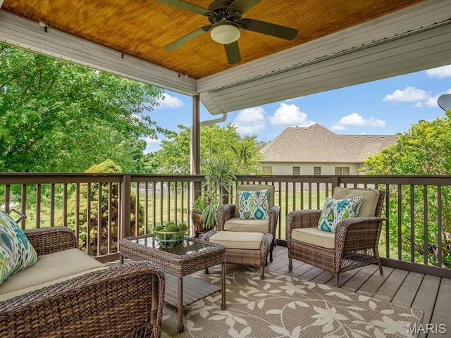 22 Foxmoor Dr, Maryville, IL 62062 - deck with a ceiling fan and outdoor lounge area