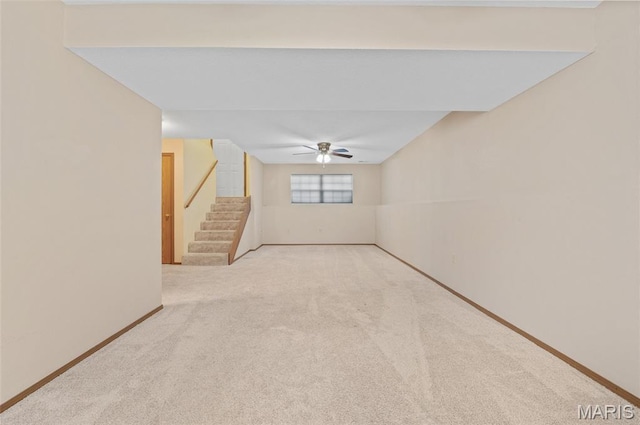 221 James St, Bethalto, IL 62010 - carpeted spare room with ceiling fan and stairway