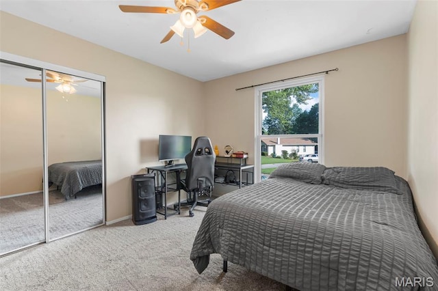 15 Ann Dr, Saint Peters, MO 63376 - bedroom featuring carpet floors, a closet, a ceiling fan, and a desk