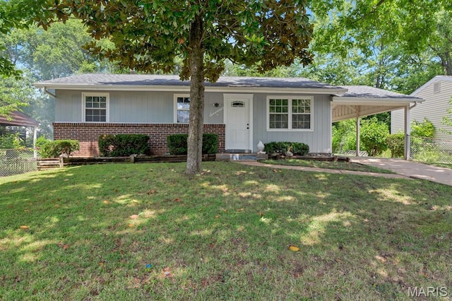 17 Edward Dr, Saint Peters Township, MO 63304 - ranch-style house featuring brick siding, an attached carport, and concrete driveway