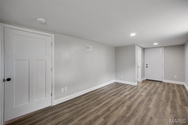 229 Orchard Ave, Ballwin, MO 63021 - finished below grade area featuring dark wood-style floors and recessed lighting