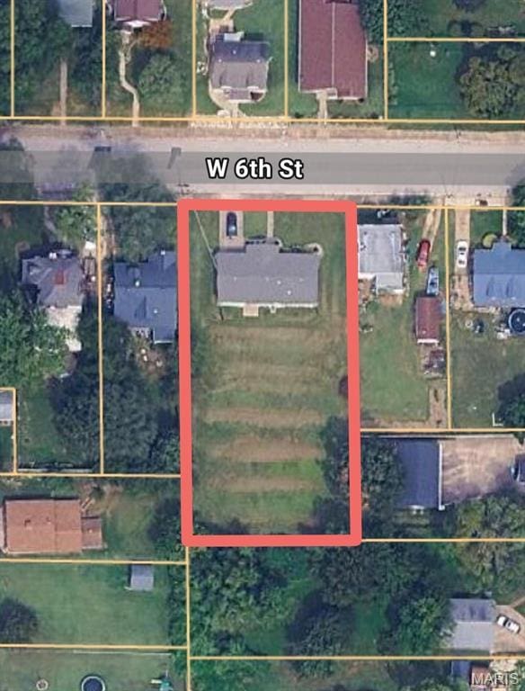 320 W 6th St, Washington, MO 63090 - aerial map of property and surrounding area with property boundaries highlighted