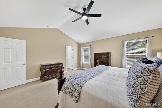1304 Forest Way, Wentzville, MO 63385 - bedroom with carpet floors, lofted ceiling, and ceiling fan