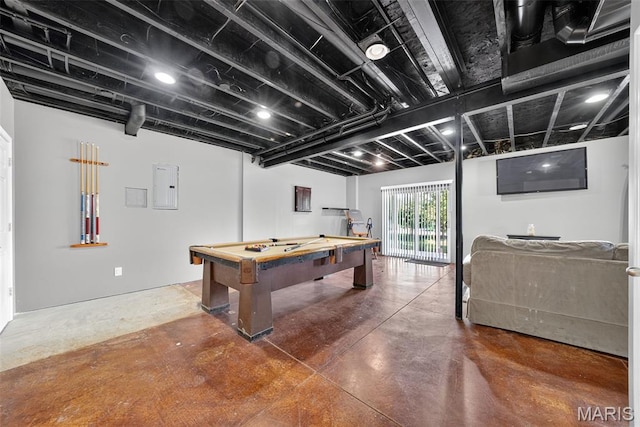1304 Forest Way, Wentzville, MO 63385 - recreation room featuring concrete floors, electric panel, and pool table