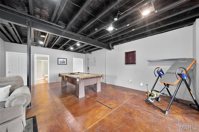 1304 Forest Way, Wentzville, MO 63385 - game room featuring billiards table, concrete floors, and electric panel