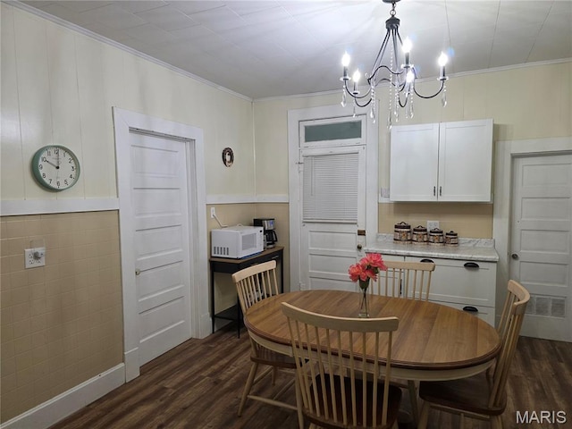 1414 Newton Ave, Johnston City, IL 62951 - dining room with a chandelier, dark wood finished floors, and crown molding