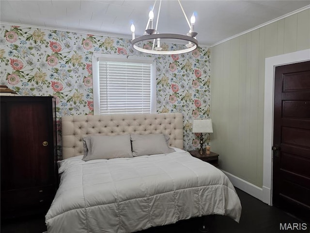1414 Newton Ave, Johnston City, IL 62951 - bedroom featuring ornamental molding and wallpapered walls