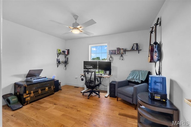 236 Haydens Trl, Jackson, MO 63755 - office area featuring wood finished floors and a ceiling fan