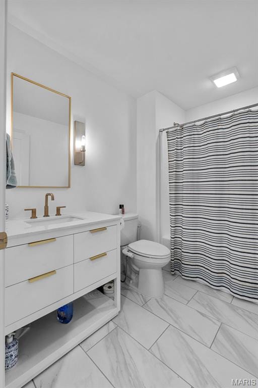 236 Haydens Trl, Jackson, MO 63755 - full bath with marble finish flooring, vanity, and a shower with shower curtain