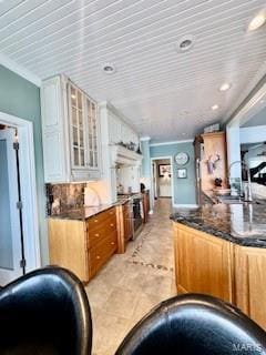 807B Wind Rivers Dr, Grafton, IL 62037 - kitchen with glass insert cabinets and ornamental molding
