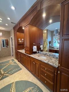 807B Wind Rivers Dr, Grafton, IL 62037 - full bathroom featuring vanity, recessed lighting, and tile patterned flooring