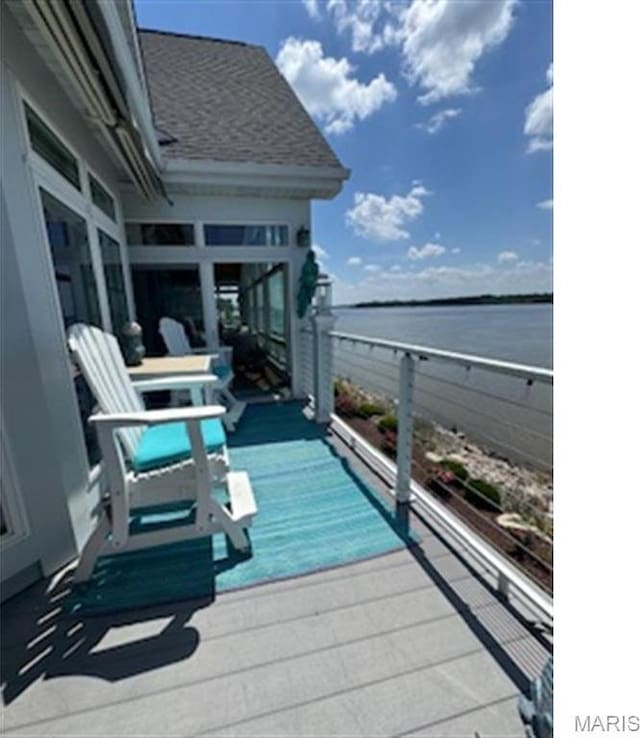 807B Wind Rivers Dr, Grafton, IL 62037 - wooden deck with a water view