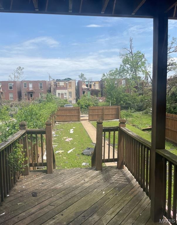 5185 Enright Ave, Saint Louis, MO 63108 - wooden terrace with a residential view