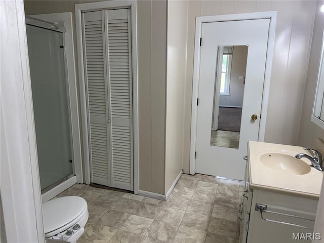 3313 Saint Charles St, Hannibal, MO 63401 - full bathroom featuring a closet, a shower stall, and vanity
