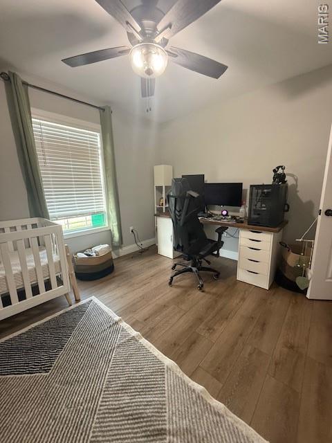 2519 Cortland Dr, Jackson, MO 63755 - home office with wood finished floors and ceiling fan
