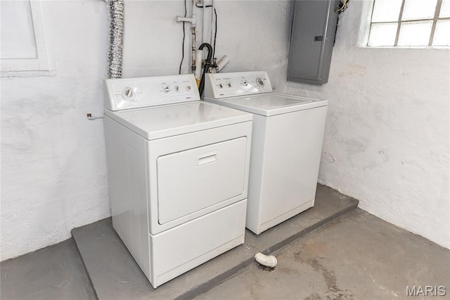 711 Erskine Ave, Lemay Township, MO 63125 - laundry room featuring electric panel and washing machine and dryer