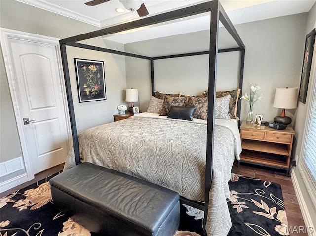 4 Market St, Washington, MO 63090 - bedroom featuring wood finished floors, a ceiling fan, and crown molding