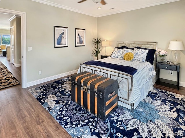 4 Market St, Washington, MO 63090 - bedroom with crown molding, wood finished floors, recessed lighting, and ceiling fan