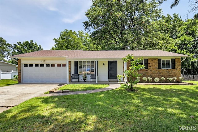 1002 Arlington Dr, Saint Charles, MO 63303 - single story home with driveway, a garage, covered porch, and brick siding