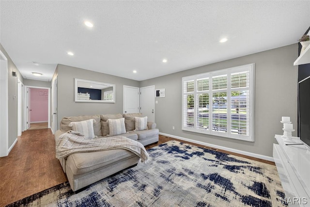 1002 Arlington Dr, Saint Charles, MO 63303 - living area with recessed lighting, wood finished floors, and a textured ceiling