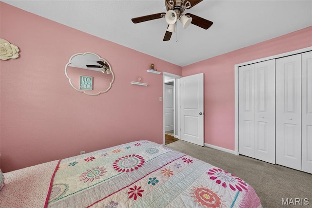 1002 Arlington Dr, Saint Charles, MO 63303 - carpeted bedroom featuring a closet and a ceiling fan