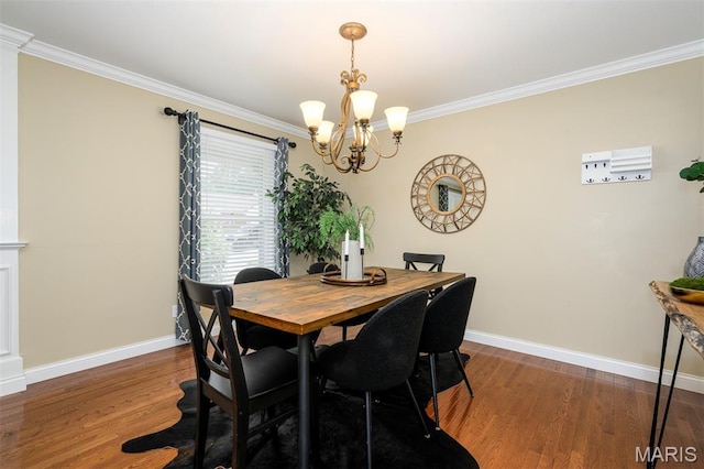 1730 Blakefield Ter, Manchester, MO 63021 - dining room with a chandelier, crown molding, and wood finished floors